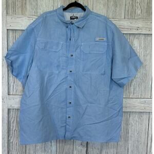 HABIT 40+ Solar Factor Men's Vented Button Down Fishing Shirt 2xl Plaid Blue